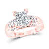 10k Rose Gold Round Diamond Cluster Bridal Wedding Engagement Ring 1/2 Cttw