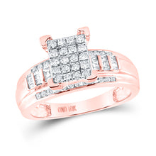  10k Rose Gold Round Diamond Cluster Bridal Wedding Engagement Ring 1/2 Cttw