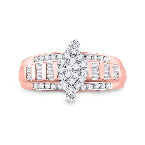 10k Rose Gold Round Diamond Cluster Bridal Wedding Engagement Ring 1/2 Cttw