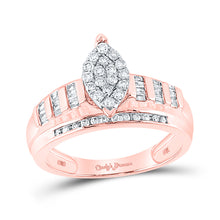  10k Rose Gold Round Diamond Cluster Bridal Wedding Engagement Ring 1/2 Cttw