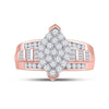 10k Rose Gold Round Diamond Cluster Bridal Wedding Engagement Ring 1 Cttw