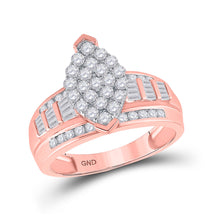  10k Rose Gold Round Diamond Cluster Bridal Wedding Engagement Ring 1 Cttw