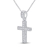 14k White Gold Womens Round Diamond Milgrain Cross Pendant 1/5 Cttw