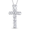 14k White Gold Womens Round Diamond Paternoster Cross Pendant 1/8 Cttw