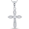 14k White Gold Womens Round Diamond Cross Pendant 1/6 Cttw