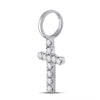 14k White Gold Womens Round Diamond Dainty Cross Pendant 1/10 Cttw