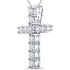 14k White Gold Womens Round Diamond Cross Pendant 3/8 Cttw