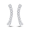 10k White Gold Womens Round Diamond Graduated Climber Earrings 1/2 Cttw