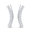 10k White Gold Womens Round Diamond Graduated Climber Earrings 1 Cttw