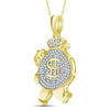 10k Yellow Gold Mens Round Diamond Money Bag Man Charm Pendant 1/4 Cttw