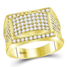  14k Yellow Gold Mens Round Diamond Cluster Ring 2 Cttw