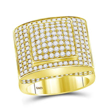  14k Yellow Gold Mens Round Diamond Square Ring 3-3/4 Cttw