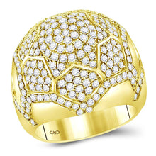  14k Yellow Gold Mens Round Diamond Domed Star Cluster Ring 3-1/2 Cttw
