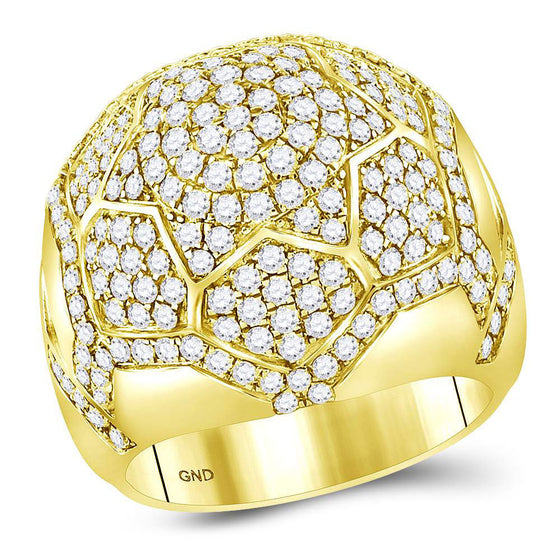 14k Yellow Gold Mens Round Diamond Domed Star Cluster Ring 3-1/2 Cttw