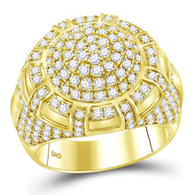  14k Yellow Gold Mens Round Diamond Cluster Ring 3 Cttw