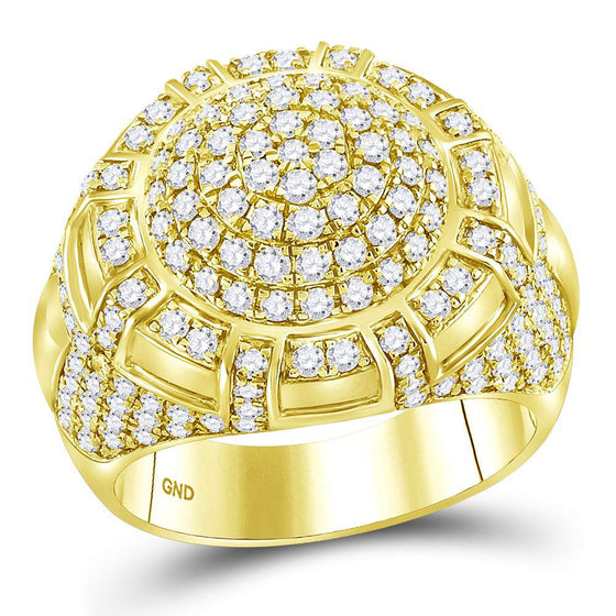 14k Yellow Gold Mens Round Diamond Cluster Ring 3 Cttw