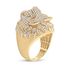 14k Yellow Gold Mens Round Diamond Lion Head Animal Ring 2-3/4 Cttw