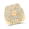 14k Yellow Gold Mens Round Diamond Lion Head Animal Ring 2-3/4 Cttw