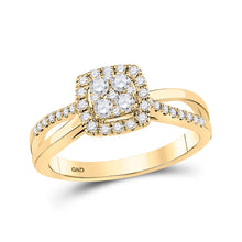  14k Yellow Gold Womens Round Diamond Cluster Ring 1/2 Cttw