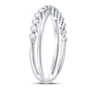 10k White Gold Womens Round Diamond Crossover Stackable Band Ring 1/3 Cttw