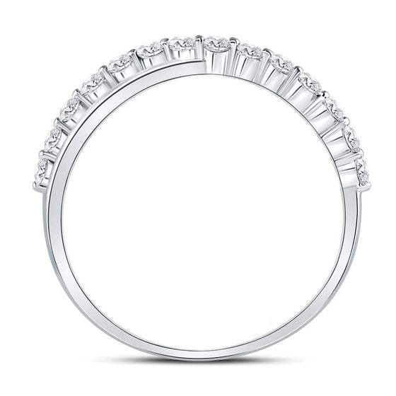 10k White Gold Womens Round Diamond Crossover Stackable Band Ring 1/3 Cttw