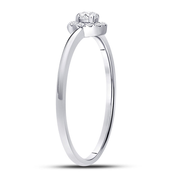 10k White Gold Womens Round Diamond Solitaire Stackable Band Ring 1/5 Cttw
