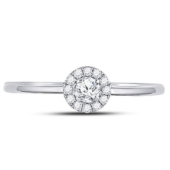 10k White Gold Womens Round Diamond Solitaire Stackable Band Ring 1/5 Cttw