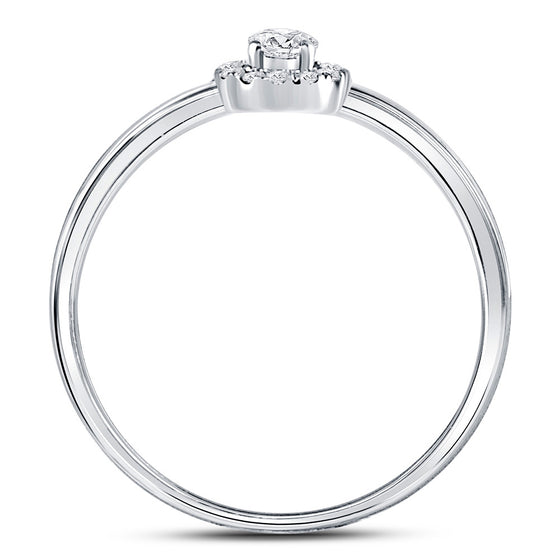 10k White Gold Womens Round Diamond Solitaire Stackable Band Ring 1/5 Cttw