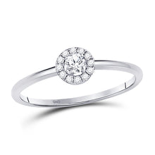  10k White Gold Womens Round Diamond Solitaire Stackable Band Ring 1/5 Cttw