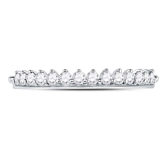 10k White Gold Womens Round Diamond Modern Style Stackable Band Ring 1/3 Cttw
