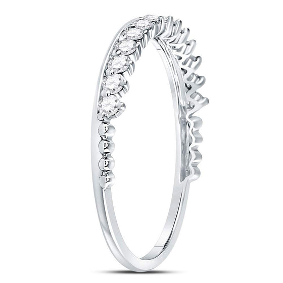 10k White Gold Womens Round Diamond Modern Style Stackable Band Ring 1/3 Cttw