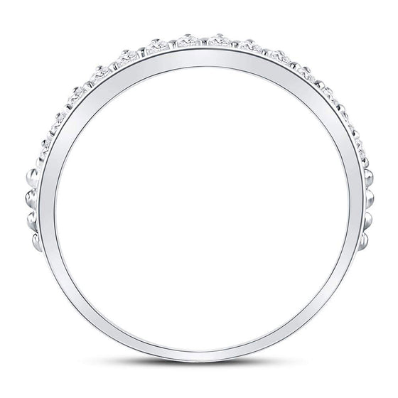 10k White Gold Womens Round Diamond Modern Style Stackable Band Ring 1/3 Cttw