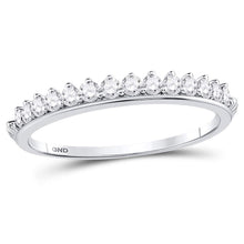  10k White Gold Womens Round Diamond Modern Style Stackable Band Ring 1/3 Cttw