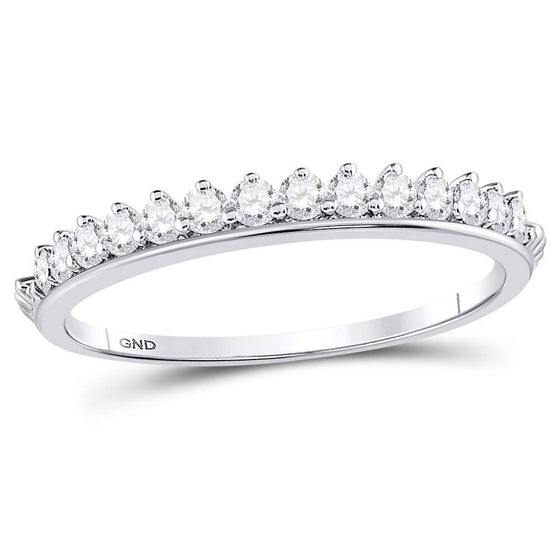 10k White Gold Womens Round Diamond Modern Style Stackable Band Ring 1/3 Cttw