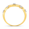 10k Yellow Gold Womens Round Diamond Wave Stackable Band Ring 1/8 Cttw