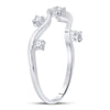 10k White Gold Womens Round Diamond Wave Stackable Band Ring 1/8 Cttw