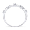 10k White Gold Womens Round Diamond Wave Stackable Band Ring 1/8 Cttw