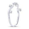 10k White Gold Womens Round Diamond Wave Stackable Band Ring 1/8 Cttw