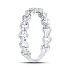 10k White Gold Womens Round Diamond Link Stackable Band Ring 1/8 Cttw