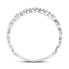 10k White Gold Womens Round Diamond Link Stackable Band Ring 1/8 Cttw