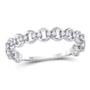 10k White Gold Womens Round Diamond Link Stackable Band Ring 1/8 Cttw