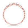 10k Rose Gold Womens Round Diamond Link Stackable Band Ring 1/8 Cttw