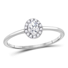  10k White Gold Oval Diamond Halo Bridal Wedding Engagement Ring 1/3 Cttw