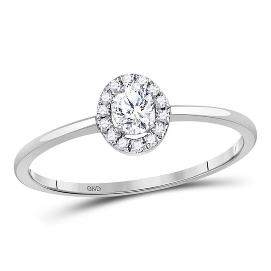 10k White Gold Oval Diamond Halo Bridal Wedding Engagement Ring 1/3 Cttw
