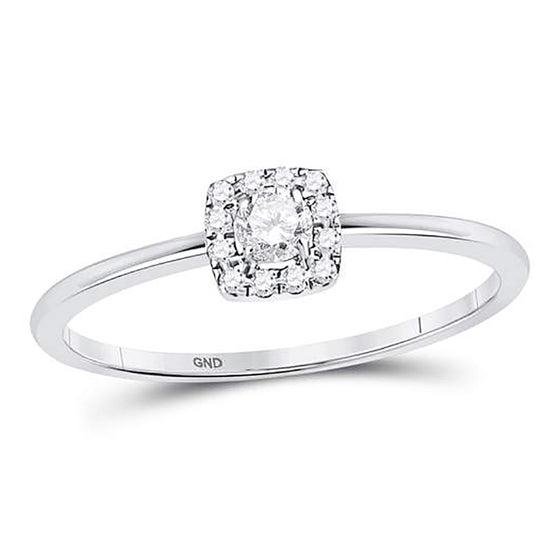 10k White Gold Womens Round Diamond Solitaire Stackable Band Ring 1/5 Cttw