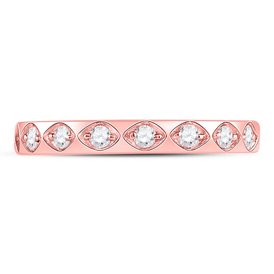 10k Rose Gold Womens Round Diamond Flush Diamond Shape Stackable Band Ring 1/5 Cttw