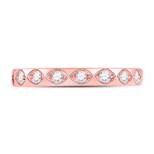  10k Rose Gold Womens Round Diamond Flush Diamond Shape Stackable Band Ring 1/5 Cttw
