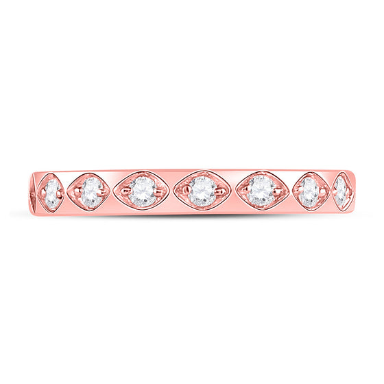 10k Rose Gold Womens Round Diamond Flush Diamond Shape Stackable Band Ring 1/5 Cttw