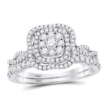  14k White Gold Round Diamond Bridal Wedding Ring Band Set 5/8 Cttw