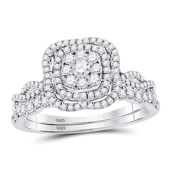 14k White Gold Round Diamond Bridal Wedding Ring Band Set 5/8 Cttw